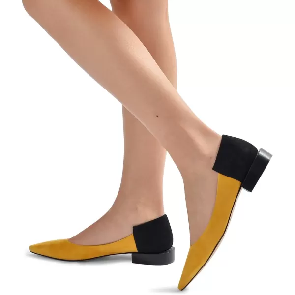 imageFSJ Women Comfortable Pointed Toe Low Heel Flat Pumps Slip On Loafers Casual Formal Dress Shoes Size 415 USOrangeblack