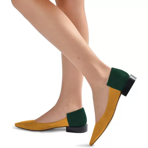 imageFSJ Women Comfortable Pointed Toe Low Heel Flat Pumps Slip On Loafers Casual Formal Dress Shoes Size 415 USOrangegreen