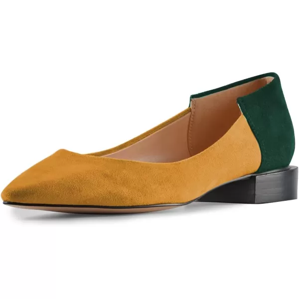 imageFSJ Women Comfortable Pointed Toe Low Heel Flat Pumps Slip On Loafers Casual Formal Dress Shoes Size 415 USOrangegreen