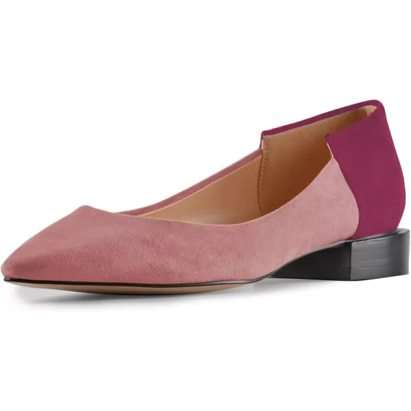 imageFSJ Women Comfortable Pointed Toe Low Heel Flat Pumps Slip On Loafers Casual Formal Dress Shoes Size 415 USPink