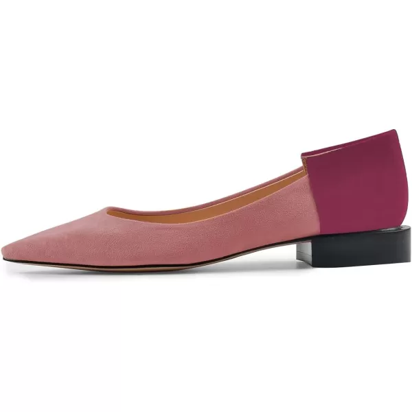 imageFSJ Women Comfortable Pointed Toe Low Heel Flat Pumps Slip On Loafers Casual Formal Dress Shoes Size 415 USPink