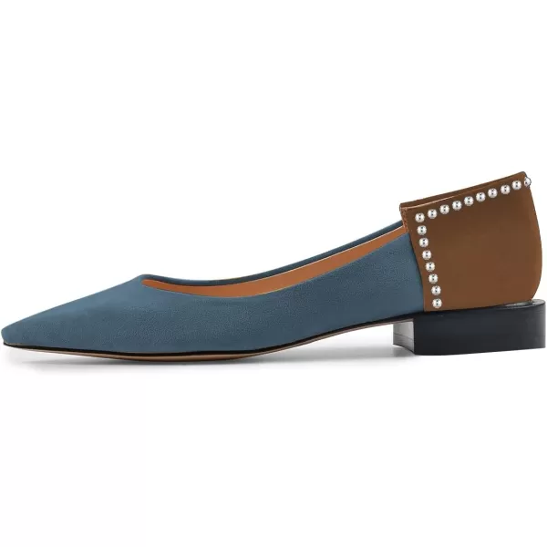 imageFSJ Women Comfortable Pointed Toe Low Heel Flat Pumps Slip On Loafers Casual Formal Dress Shoes Size 415 USSteelblue