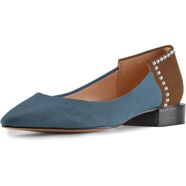 imageFSJ Women Comfortable Pointed Toe Low Heel Flat Pumps Slip On Loafers Casual Formal Dress Shoes Size 415 USSteelblue