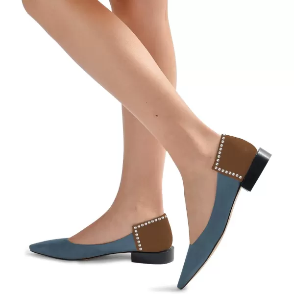 imageFSJ Women Comfortable Pointed Toe Low Heel Flat Pumps Slip On Loafers Casual Formal Dress Shoes Size 415 USSteelblue
