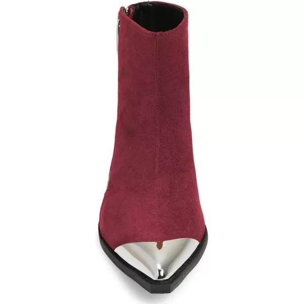 imageFSJ Women Comfy Western Flat Ankle Boots Low Heel Pointed Toe Side Zipper Booties Dress Daily Work Shoes Size 415 USBurgundy