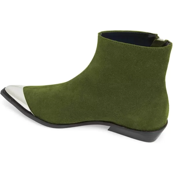 imageFSJ Women Comfy Western Flat Ankle Boots Low Heel Pointed Toe Side Zipper Booties Dress Daily Work Shoes Size 415 USDark Green