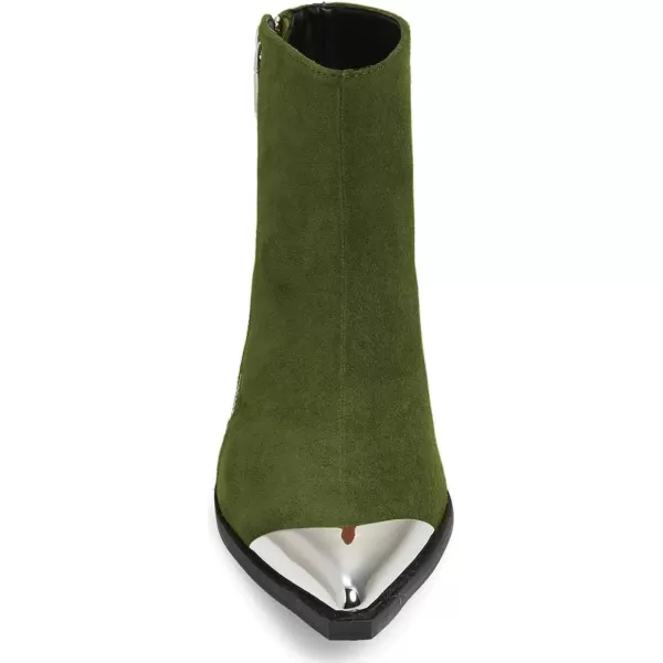 imageFSJ Women Comfy Western Flat Ankle Boots Low Heel Pointed Toe Side Zipper Booties Dress Daily Work Shoes Size 415 USDark Green