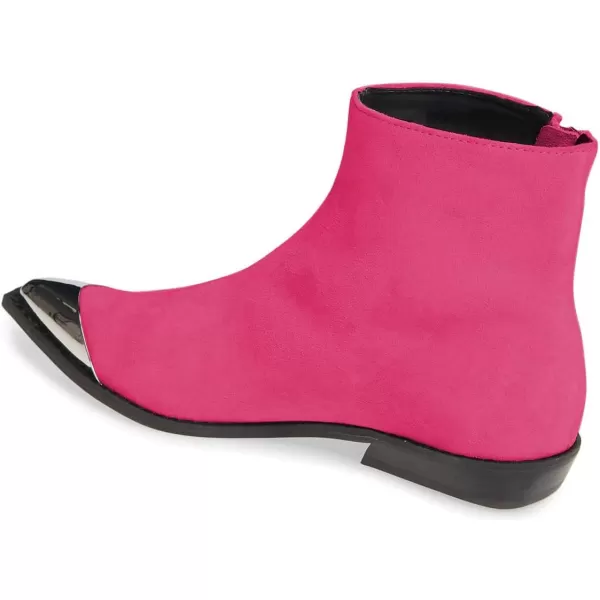 imageFSJ Women Comfy Western Flat Ankle Boots Low Heel Pointed Toe Side Zipper Booties Dress Daily Work Shoes Size 415 USHot Pink