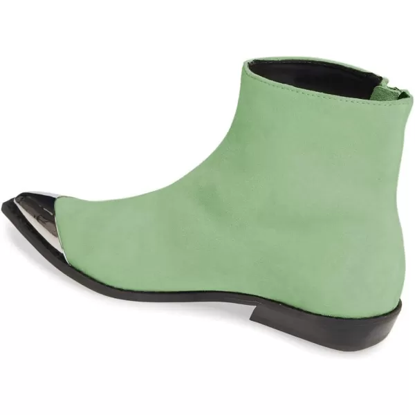 imageFSJ Women Comfy Western Flat Ankle Boots Low Heel Pointed Toe Side Zipper Booties Dress Daily Work Shoes Size 415 USPale Green