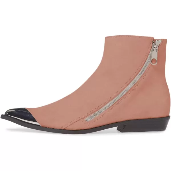 imageFSJ Women Comfy Western Flat Ankle Boots Low Heel Pointed Toe Side Zipper Booties Dress Daily Work Shoes Size 415 USSalmon