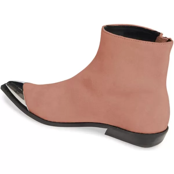 imageFSJ Women Comfy Western Flat Ankle Boots Low Heel Pointed Toe Side Zipper Booties Dress Daily Work Shoes Size 415 USSalmon