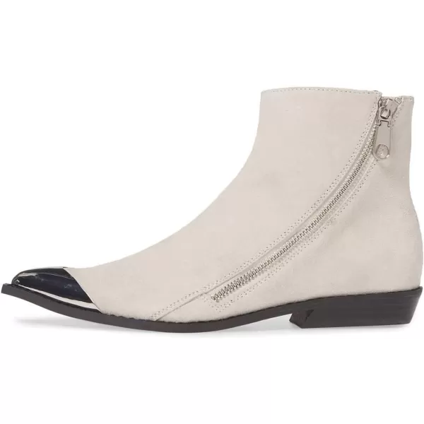 imageFSJ Women Comfy Western Flat Ankle Boots Low Heel Pointed Toe Side Zipper Booties Dress Daily Work Shoes Size 415 USWhite