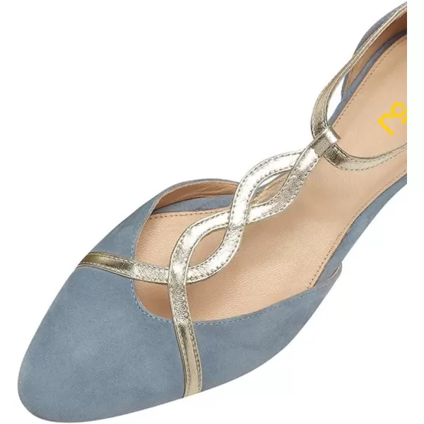 imageFSJ Women Cute Closed Toe DOrsay Flats TStraps Ankle Buckle Mary Jane Ballet Flats Comfort Soft Casual Walking Shoes Size 416 USBlue