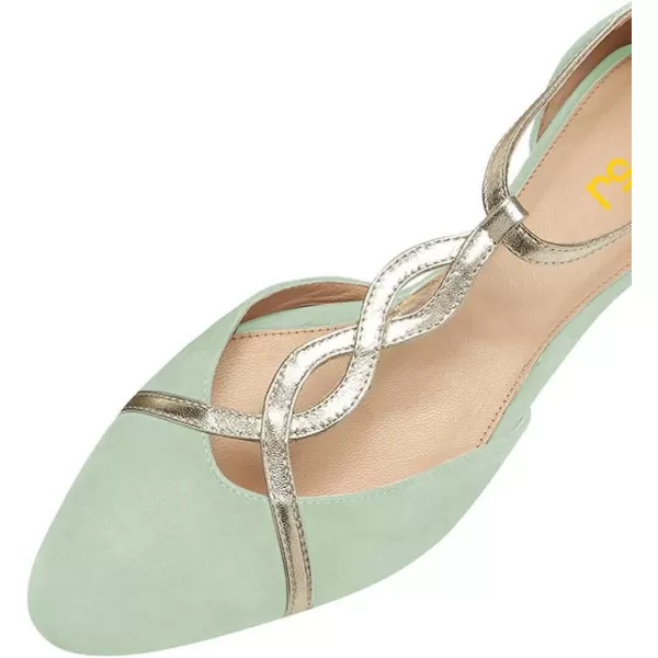 imageFSJ Women Cute Closed Toe DOrsay Flats TStraps Ankle Buckle Mary Jane Ballet Flats Comfort Soft Casual Walking Shoes Size 416 USGreen