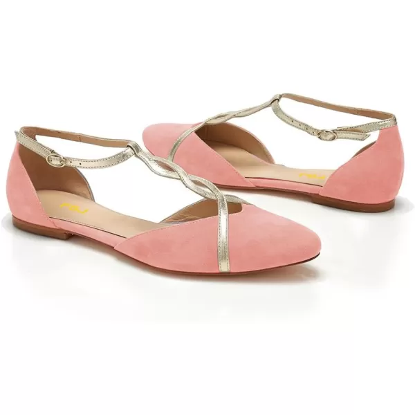 imageFSJ Women Cute Closed Toe DOrsay Flats TStraps Ankle Buckle Mary Jane Ballet Flats Comfort Soft Casual Walking Shoes Size 416 USPink