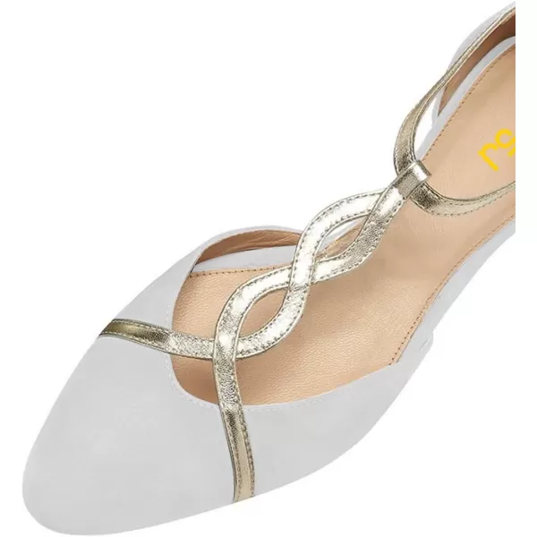 imageFSJ Women Cute Closed Toe DOrsay Flats TStraps Ankle Buckle Mary Jane Ballet Flats Comfort Soft Casual Walking Shoes Size 416 USWhite