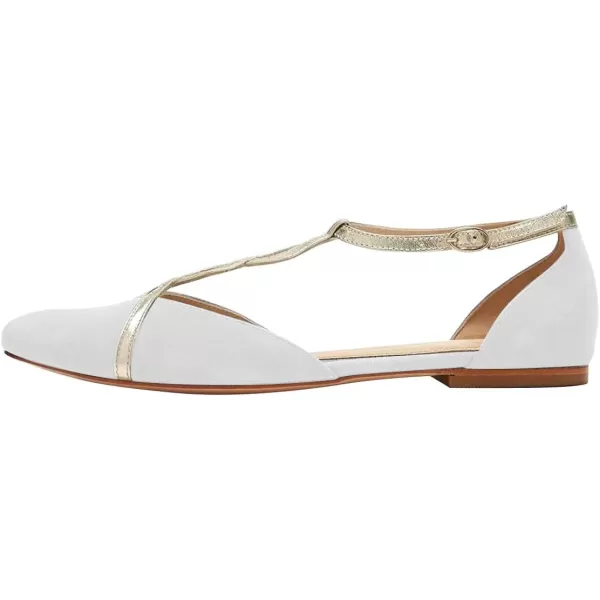 imageFSJ Women Cute Closed Toe DOrsay Flats TStraps Ankle Buckle Mary Jane Ballet Flats Comfort Soft Casual Walking Shoes Size 416 USWhite