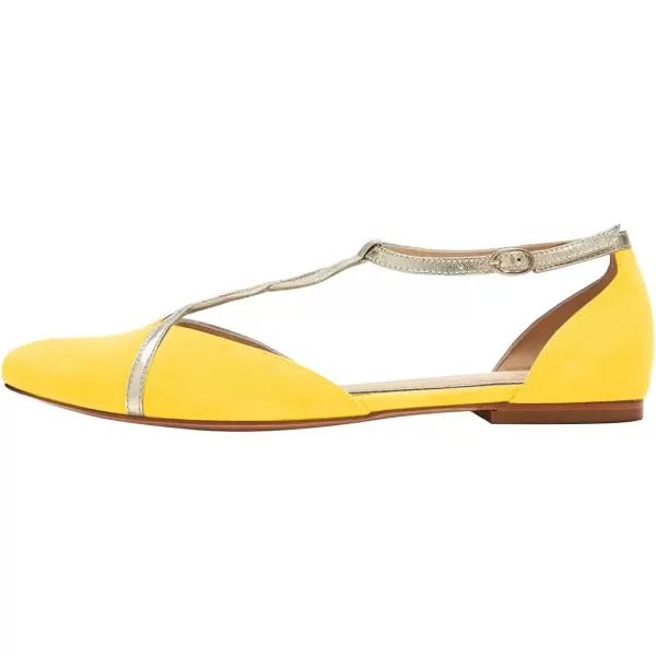 imageFSJ Women Cute Closed Toe DOrsay Flats TStraps Ankle Buckle Mary Jane Ballet Flats Comfort Soft Casual Walking Shoes Size 416 USYellow