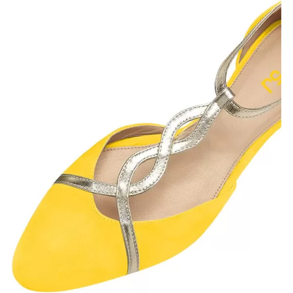 imageFSJ Women Cute Closed Toe DOrsay Flats TStraps Ankle Buckle Mary Jane Ballet Flats Comfort Soft Casual Walking Shoes Size 416 USYellow