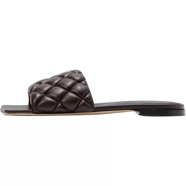 imageFSJ Women Fashion Open Square Toe Slide Sandals Slip on Slipper Flats Office Date Ladies ShoesBrown