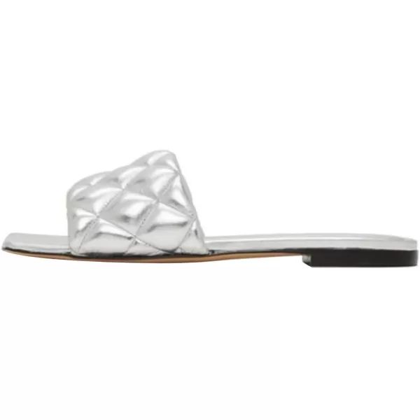 imageFSJ Women Fashion Open Square Toe Slide Sandals Slip on Slipper Flats Office Date Ladies ShoesSilver
