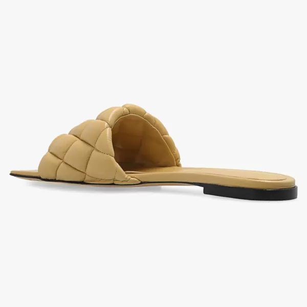 imageFSJ Women Fashion Open Square Toe Slide Sandals Slip on Slipper Flats Office Date Ladies ShoesWheat