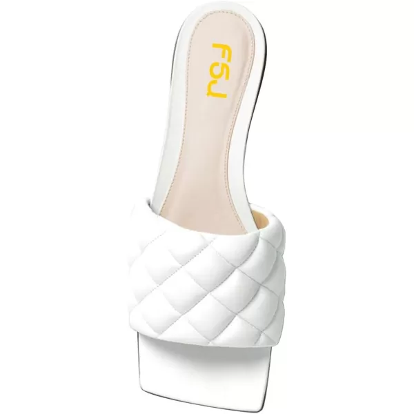 imageFSJ Women Fashion Open Square Toe Slide Sandals Slip on Slipper Flats Office Date Ladies ShoesWhite