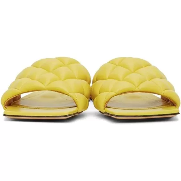 imageFSJ Women Fashion Open Square Toe Slide Sandals Slip on Slipper Flats Office Date Ladies ShoesYellow