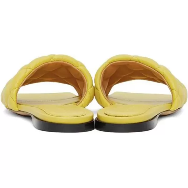 imageFSJ Women Fashion Open Square Toe Slide Sandals Slip on Slipper Flats Office Date Ladies ShoesYellow