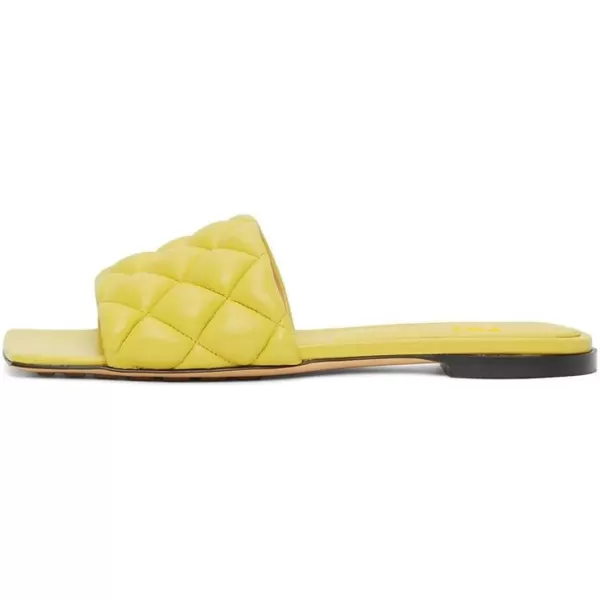 imageFSJ Women Fashion Open Square Toe Slide Sandals Slip on Slipper Flats Office Date Ladies ShoesYellow