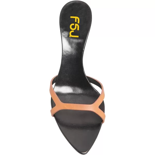 imageFSJ Women Fashion Open Toe Mules Special Mid Heel Slip On Comfy Summer Ladies Slipper Shoes Size 415 USOrangeblack