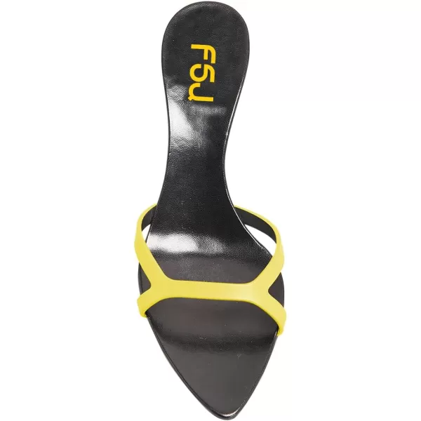 imageFSJ Women Fashion Open Toe Mules Special Mid Heel Slip On Comfy Summer Ladies Slipper Shoes Size 415 USYellowblack