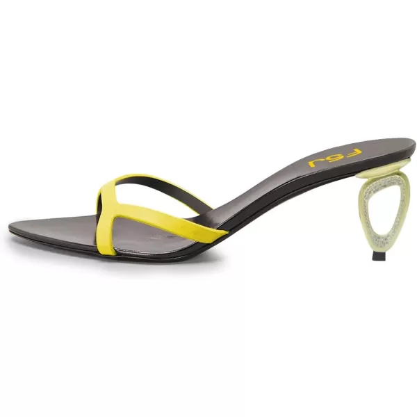 imageFSJ Women Fashion Open Toe Mules Special Mid Heel Slip On Comfy Summer Ladies Slipper Shoes Size 415 USYellowblack