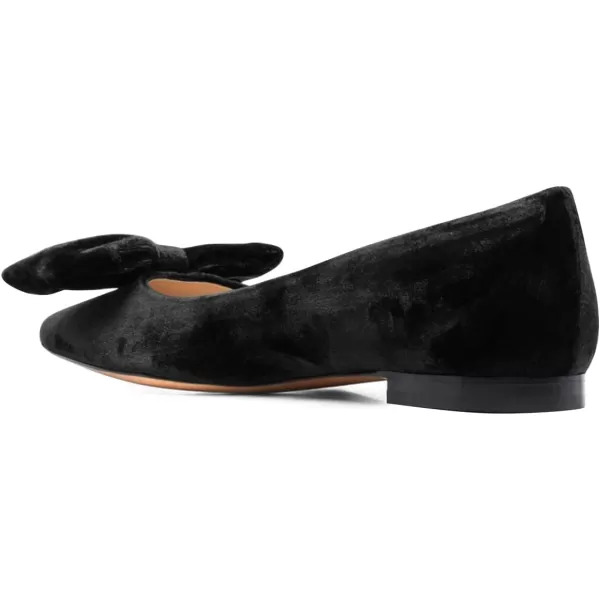 imageFSJ Women Graceful Velvet Pointed Toe Flats Cute Bowknot Low Heel Slip On Daily Casual Pump Shoes Size 415 USBlack