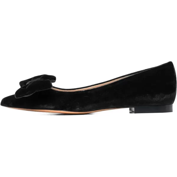 imageFSJ Women Graceful Velvet Pointed Toe Flats Cute Bowknot Low Heel Slip On Daily Casual Pump Shoes Size 415 USBlack