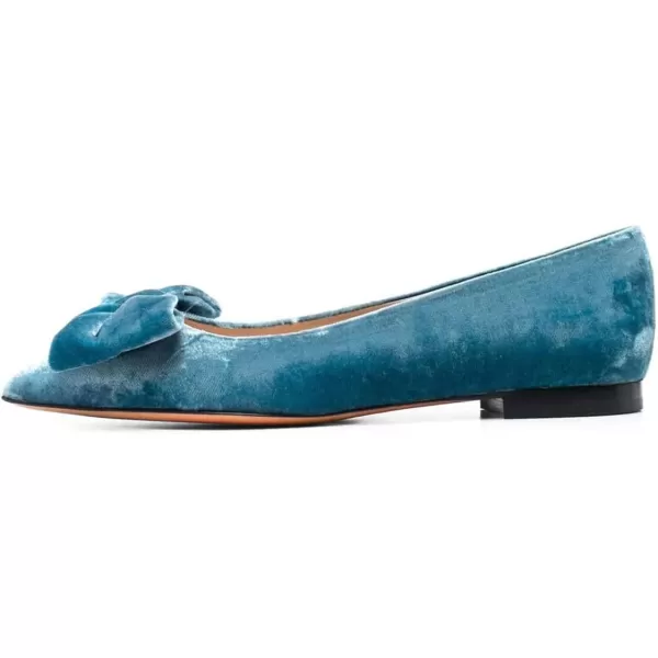 imageFSJ Women Graceful Velvet Pointed Toe Flats Cute Bowknot Low Heel Slip On Daily Casual Pump Shoes Size 415 USBlue