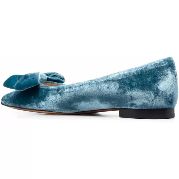 imageFSJ Women Graceful Velvet Pointed Toe Flats Cute Bowknot Low Heel Slip On Daily Casual Pump Shoes Size 415 USBlue