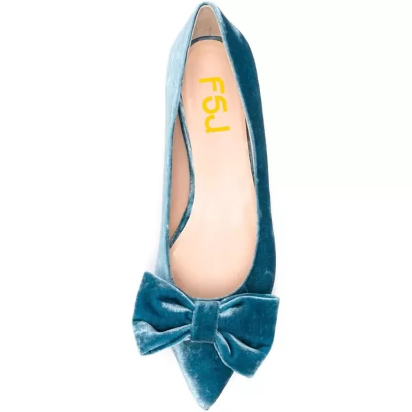 imageFSJ Women Graceful Velvet Pointed Toe Flats Cute Bowknot Low Heel Slip On Daily Casual Pump Shoes Size 415 USBlue