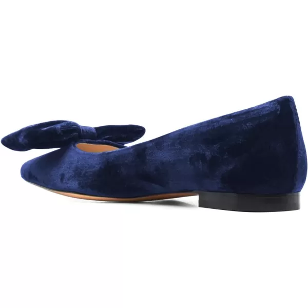 imageFSJ Women Graceful Velvet Pointed Toe Flats Cute Bowknot Low Heel Slip On Daily Casual Pump Shoes Size 415 USDark Blue