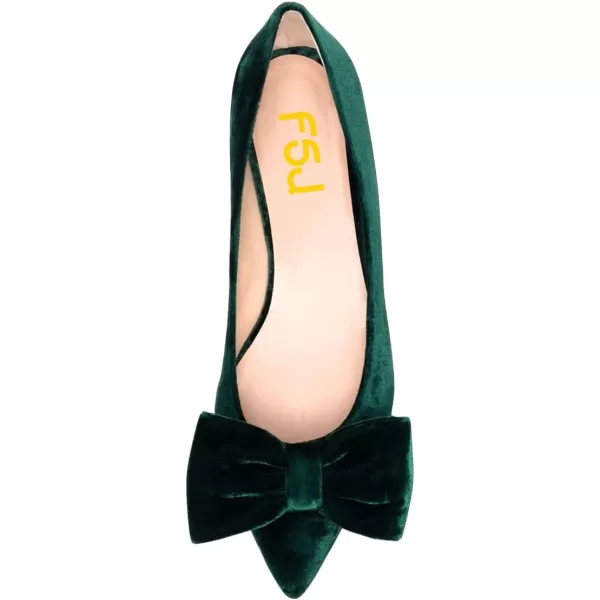 imageFSJ Women Graceful Velvet Pointed Toe Flats Cute Bowknot Low Heel Slip On Daily Casual Pump Shoes Size 415 USDark Green