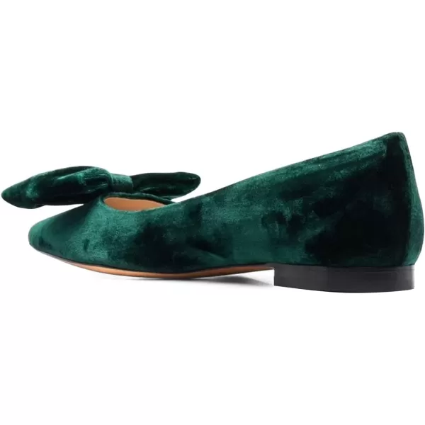 imageFSJ Women Graceful Velvet Pointed Toe Flats Cute Bowknot Low Heel Slip On Daily Casual Pump Shoes Size 415 USDark Green