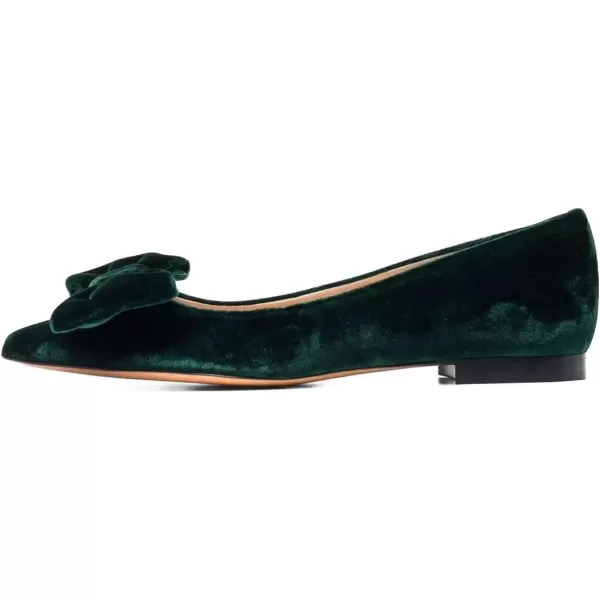 imageFSJ Women Graceful Velvet Pointed Toe Flats Cute Bowknot Low Heel Slip On Daily Casual Pump Shoes Size 415 USDark Green