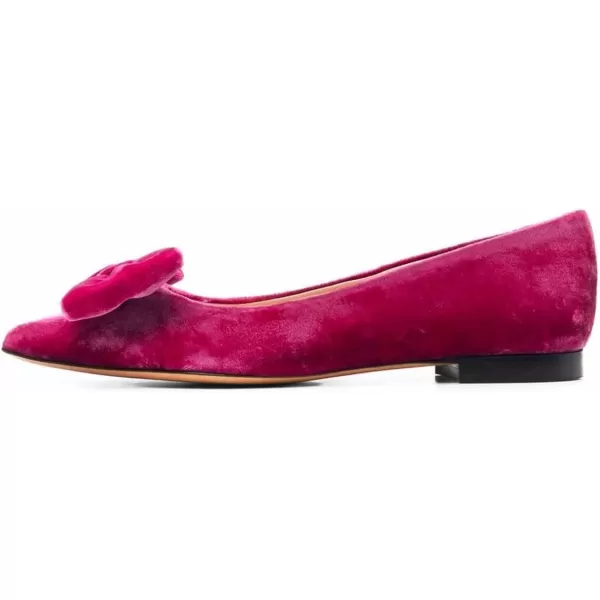 imageFSJ Women Graceful Velvet Pointed Toe Flats Cute Bowknot Low Heel Slip On Daily Casual Pump Shoes Size 415 USFuchsia