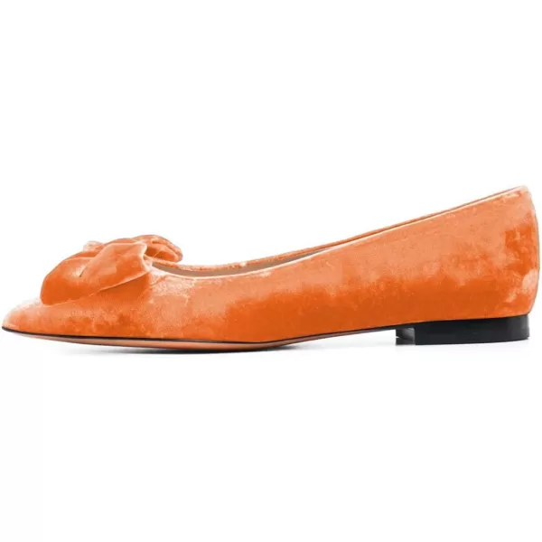 imageFSJ Women Graceful Velvet Pointed Toe Flats Cute Bowknot Low Heel Slip On Daily Casual Pump Shoes Size 415 USOrange