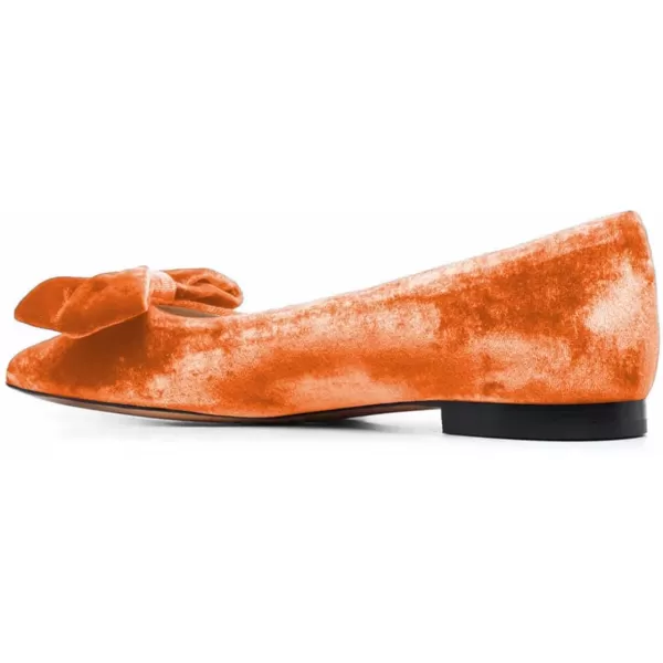imageFSJ Women Graceful Velvet Pointed Toe Flats Cute Bowknot Low Heel Slip On Daily Casual Pump Shoes Size 415 USOrange
