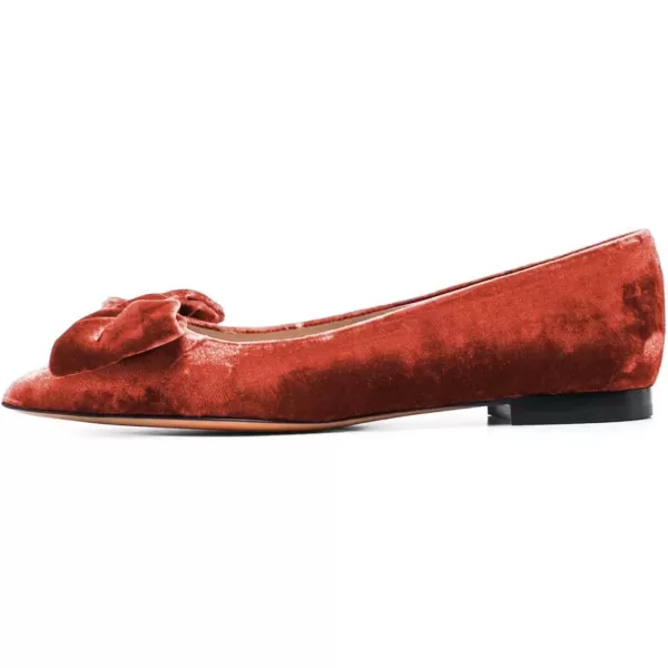 imageFSJ Women Graceful Velvet Pointed Toe Flats Cute Bowknot Low Heel Slip On Daily Casual Pump Shoes Size 415 USOrange Red