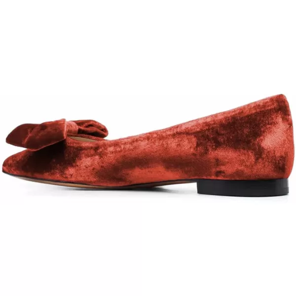 imageFSJ Women Graceful Velvet Pointed Toe Flats Cute Bowknot Low Heel Slip On Daily Casual Pump Shoes Size 415 USOrange Red