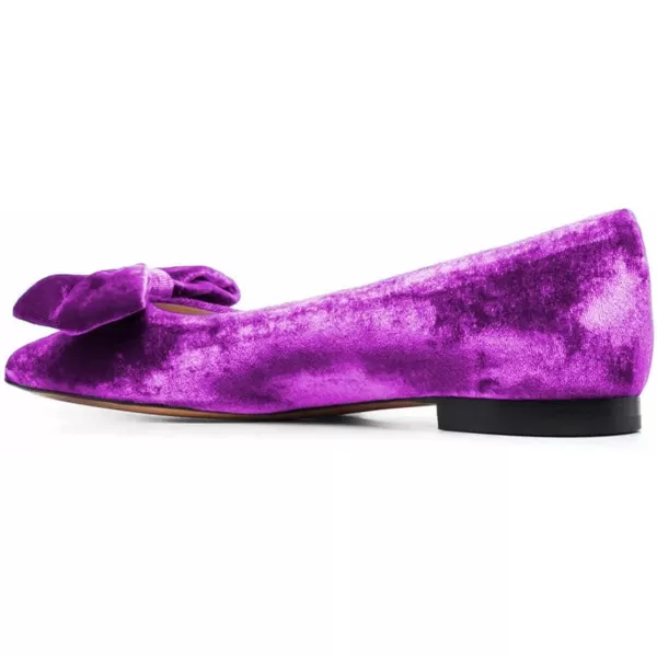 imageFSJ Women Graceful Velvet Pointed Toe Flats Cute Bowknot Low Heel Slip On Daily Casual Pump Shoes Size 415 USPurple