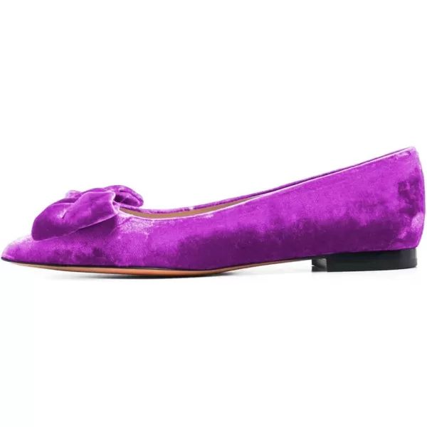 imageFSJ Women Graceful Velvet Pointed Toe Flats Cute Bowknot Low Heel Slip On Daily Casual Pump Shoes Size 415 USPurple