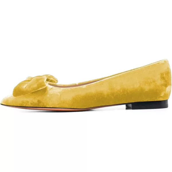 imageFSJ Women Graceful Velvet Pointed Toe Flats Cute Bowknot Low Heel Slip On Daily Casual Pump Shoes Size 415 USYellow